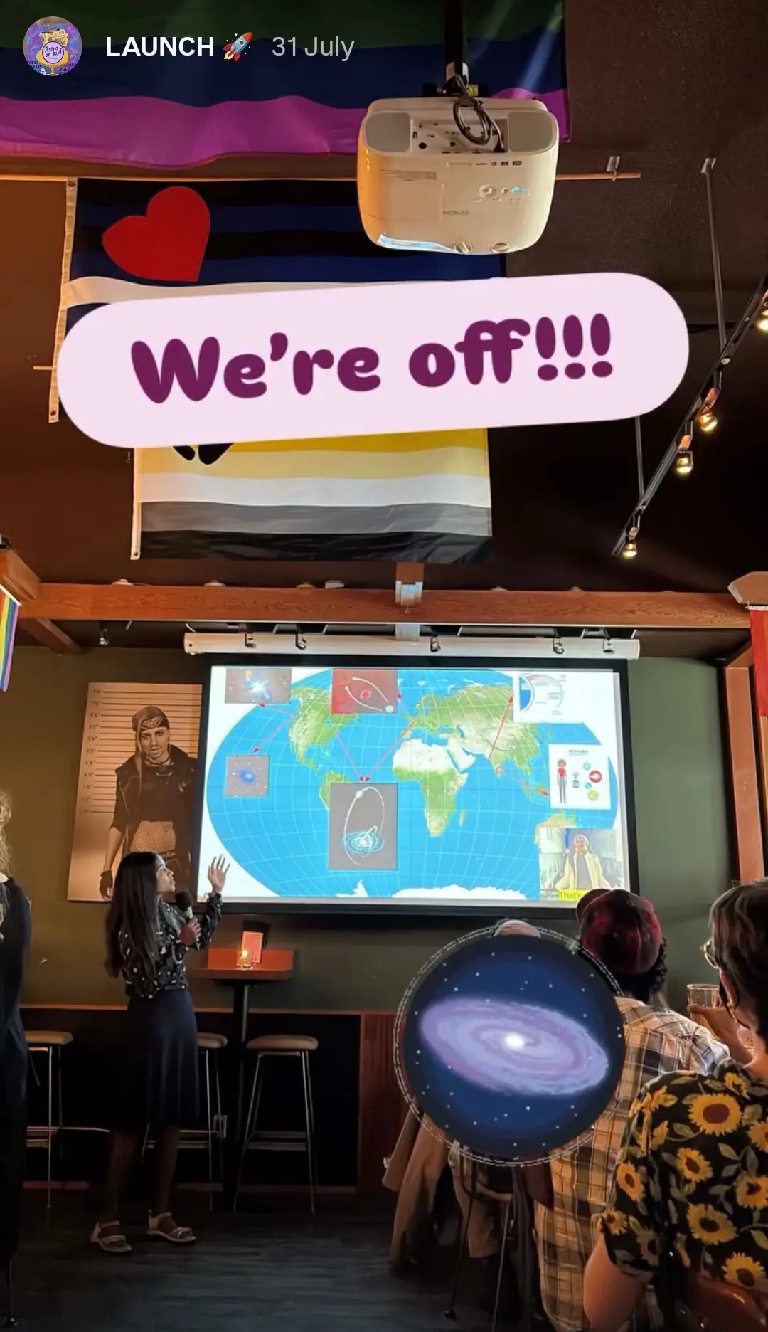 Akshara speaking at the launch of Astronomy on Tap Victoria